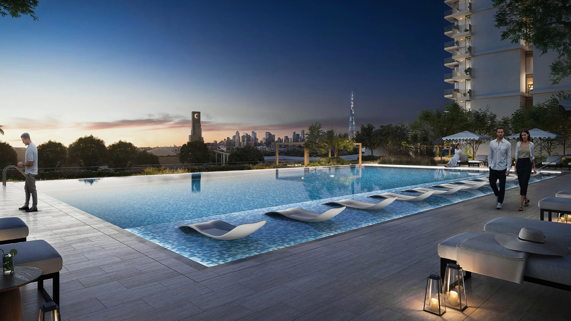Modern low-rise residences in Hillsedge surrounded by lush gardens